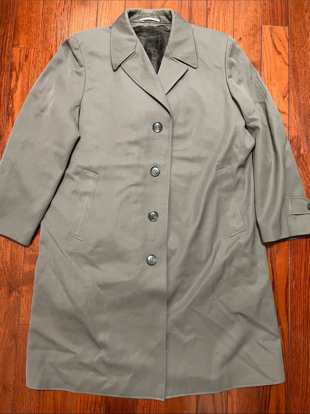 Vintage Gray Men's Trench Coat with detachable interior Sherpa lining
